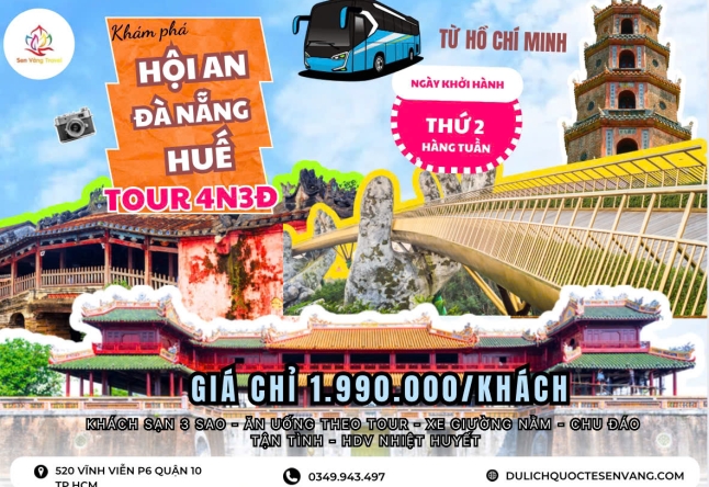 TP.HCM - ĐÀ NẪNG - HUẾ - HỘI AN 3 SAO GIÁ RẺ